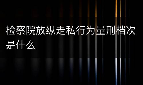 检察院放纵走私行为量刑档次是什么