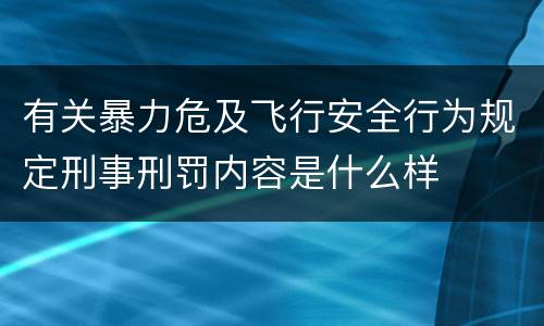 有关暴力危及飞行安全行为规定刑事刑罚内容是什么样