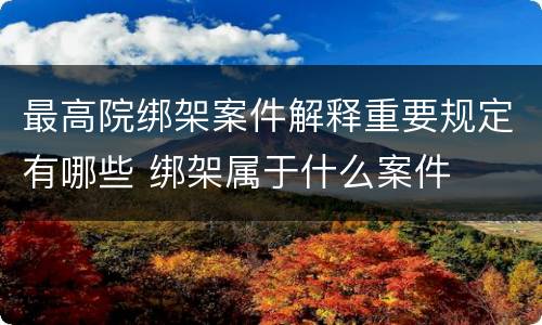 最高院绑架案件解释重要规定有哪些 绑架属于什么案件