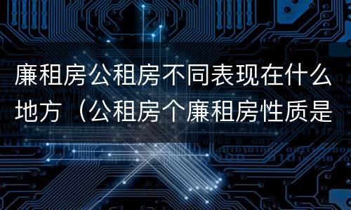 廉租房公租房不同表现在什么地方（公租房个廉租房性质是一样的吗）