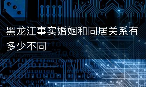 黑龙江事实婚姻和同居关系有多少不同