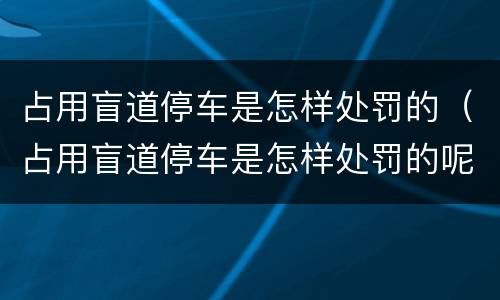 占用盲道停车是怎样处罚的（占用盲道停车是怎样处罚的呢）