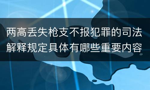 两高丢失枪支不报犯罪的司法解释规定具体有哪些重要内容