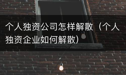 个人独资公司怎样解散（个人独资企业如何解散）