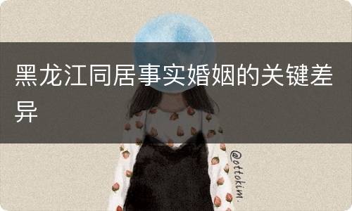 黑龙江同居事实婚姻的关键差异