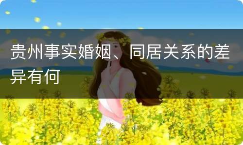 贵州事实婚姻、同居关系的差异有何