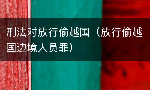 刑法对放行偷越国（放行偷越国边境人员罪）