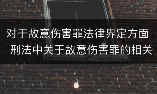 对于故意伤害罪法律界定方面 刑法中关于故意伤害罪的相关规定