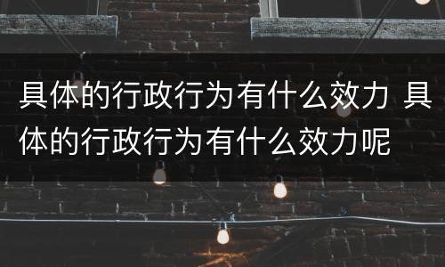 具体的行政行为有什么效力 具体的行政行为有什么效力呢