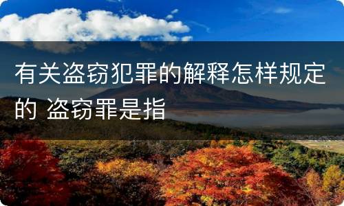有关盗窃犯罪的解释怎样规定的 盗窃罪是指