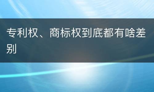 专利权、商标权到底都有啥差别