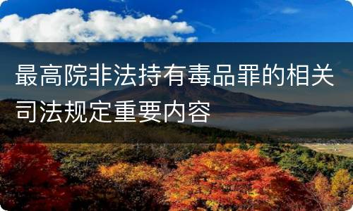 最高院非法持有毒品罪的相关司法规定重要内容