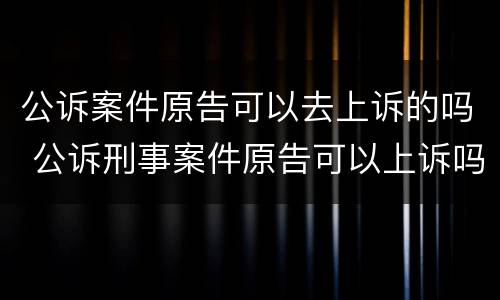 公诉案件原告可以去上诉的吗 公诉刑事案件原告可以上诉吗