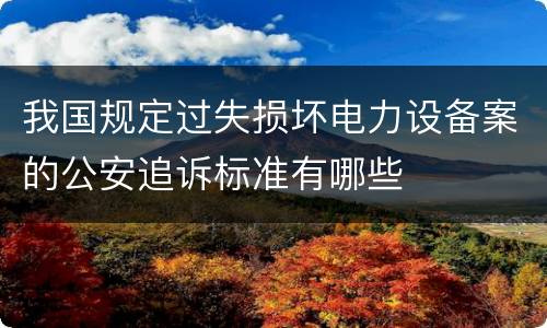 我国规定过失损坏电力设备案的公安追诉标准有哪些