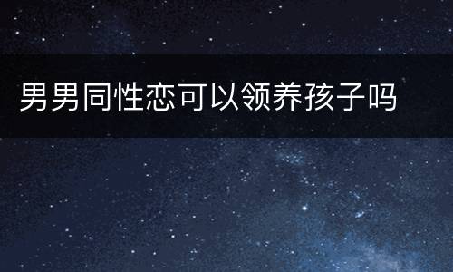 男男同性恋可以领养孩子吗