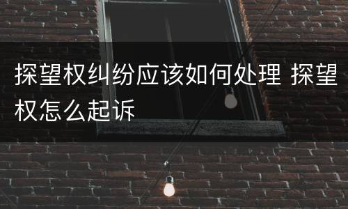 探望权纠纷应该如何处理 探望权怎么起诉