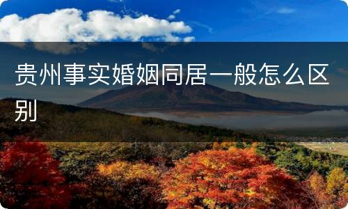 贵州事实婚姻同居一般怎么区别