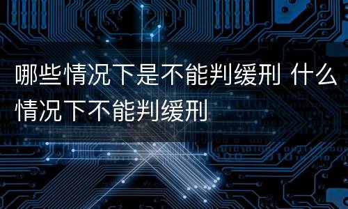 哪些情况下是不能判缓刑 什么情况下不能判缓刑