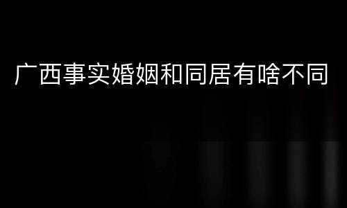 广西事实婚姻和同居有啥不同