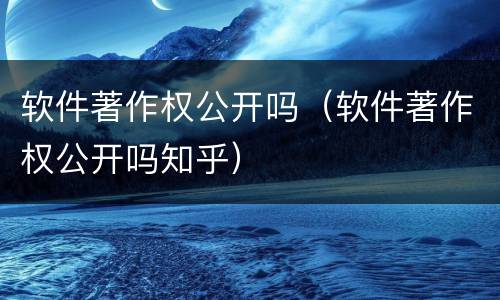 软件著作权公开吗（软件著作权公开吗知乎）