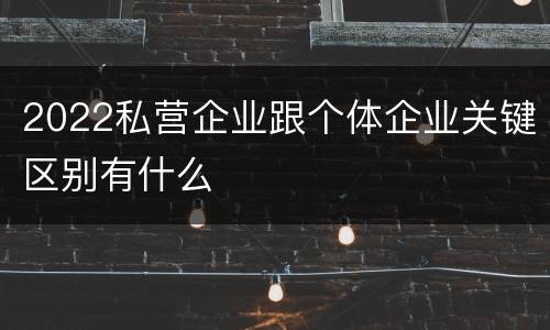 2022私营企业跟个体企业关键区别有什么