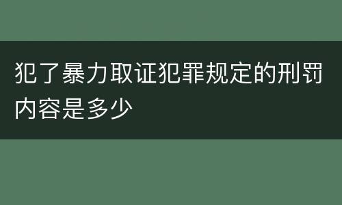 犯了暴力取证犯罪规定的刑罚内容是多少