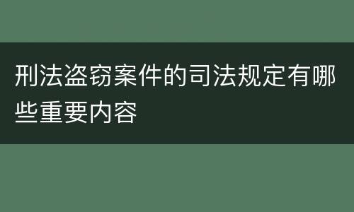 刑法盗窃案件的司法规定有哪些重要内容