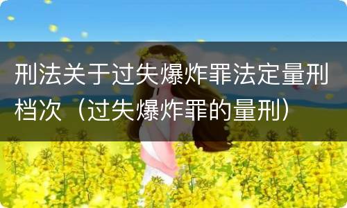 刑法关于过失爆炸罪法定量刑档次（过失爆炸罪的量刑）
