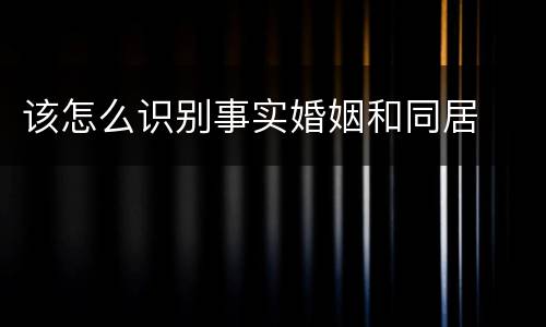 该怎么识别事实婚姻和同居