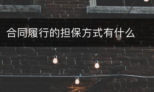 合同履行的担保方式有什么