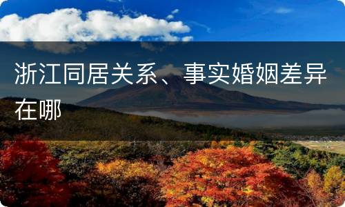 浙江同居关系、事实婚姻差异在哪