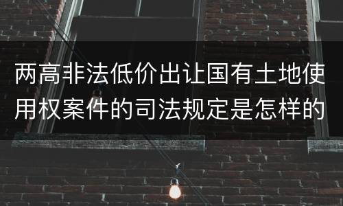 两高非法低价出让国有土地使用权案件的司法规定是怎样的
