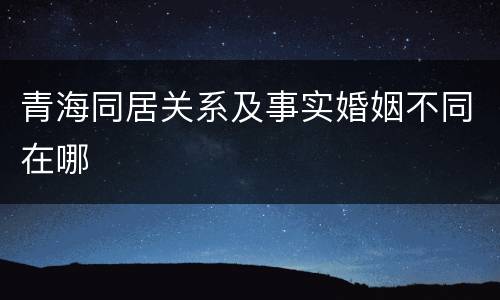 青海同居关系及事实婚姻不同在哪