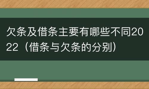 欠条及借条主要有哪些不同2022（借条与欠条的分别）
