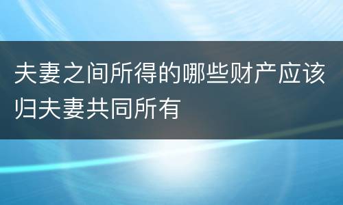 夫妻之间所得的哪些财产应该归夫妻共同所有