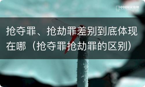抢夺罪、抢劫罪差别到底体现在哪（抢夺罪抢劫罪的区别）
