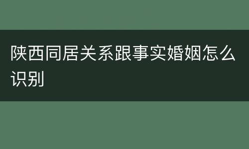 陕西同居关系跟事实婚姻怎么识别