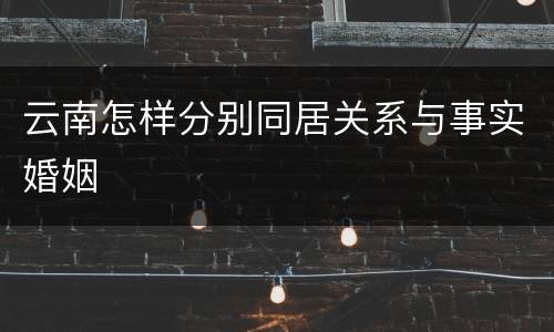 云南怎样分别同居关系与事实婚姻
