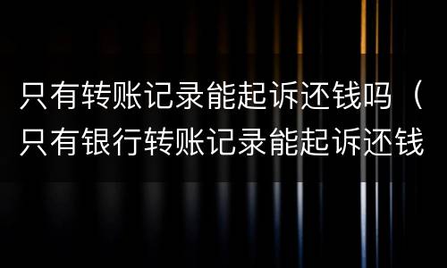只有转账记录能起诉还钱吗（只有银行转账记录能起诉还钱吗）