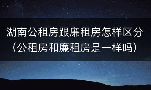 湖南公租房跟廉租房怎样区分（公租房和廉租房是一样吗）