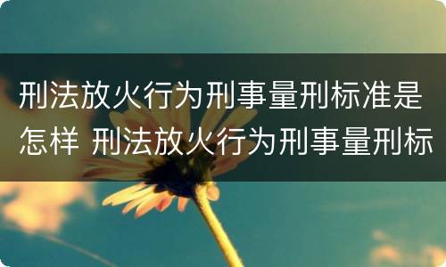 刑法放火行为刑事量刑标准是怎样 刑法放火行为刑事量刑标准是怎样计算的