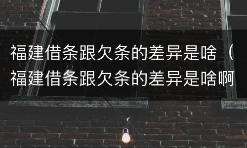福建借条跟欠条的差异是啥（福建借条跟欠条的差异是啥啊）