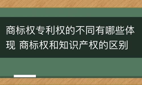 商标权专利权的不同有哪些体现 商标权和知识产权的区别