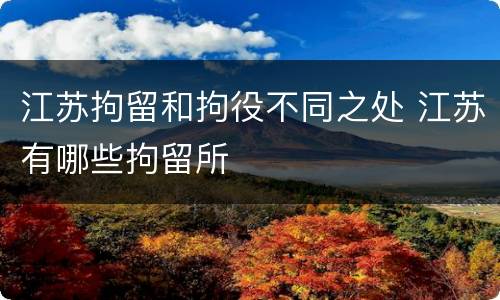 江苏拘留和拘役不同之处 江苏有哪些拘留所