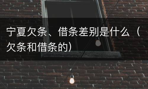 宁夏欠条、借条差别是什么（欠条和借条的）