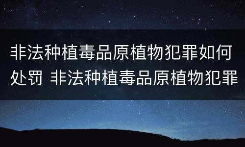 非法种植毒品原植物犯罪如何处罚 非法种植毒品原植物犯罪如何处罚的