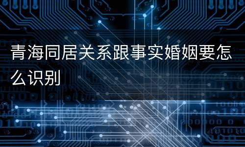 青海同居关系跟事实婚姻要怎么识别