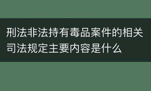 刑法非法持有毒品案件的相关司法规定主要内容是什么
