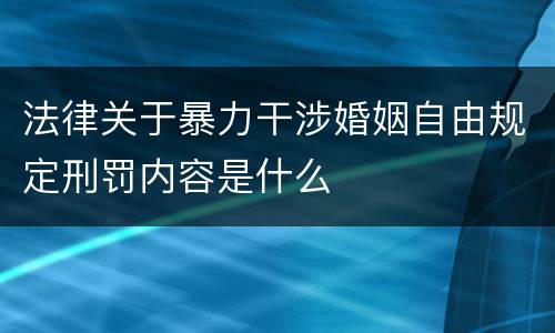 法律关于暴力干涉婚姻自由规定刑罚内容是什么