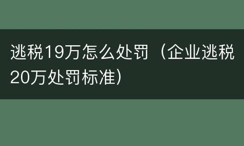 逃税19万怎么处罚（企业逃税20万处罚标准）